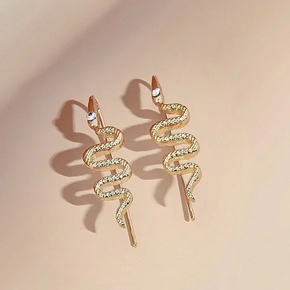 Any 2/$20! Gold Squiggly Serpent Threader Earrings - Picture 3 of 5